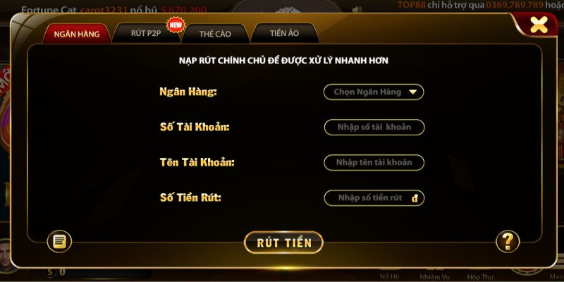 Khi chiến thắng, bạn có thể rút thưởng về ngay lập tức